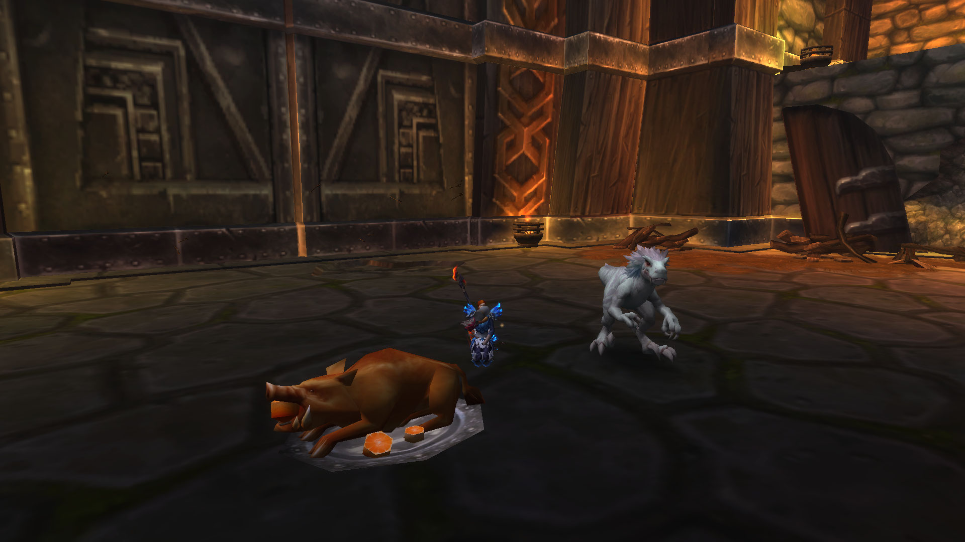 WoW human eats a boar before the start of the battle